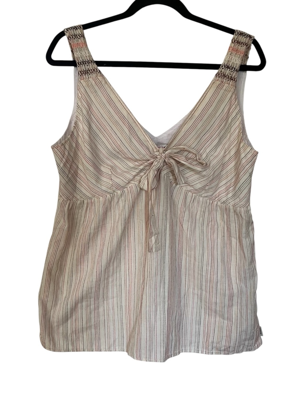 Y2K Tommy Hilfiger Cream Striped Tie-Front Cotton Camisole XL